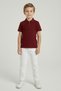 Boys' Burgundy Polo Collar T-Shirt and White Pants Set 23 April 29 October Show Outfit - 2