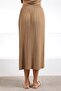 Camel Midi Length Pleated Viscose Women's Knitwear Skirt - 3