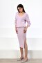 Lilac V-Neck Viscose Women's Knitwear Sweater - 3