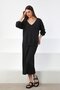 Anthracite Midi Length Pleated Viscose Women's Knitwear Skirt - 2