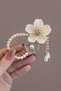 Women's Bun Hair Clip Gold Metal New Style Dangle Crystal Jewelled Clip - 3