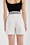 High Waist Pleated Shorts – Double Piping Belt, Pockets, Casual - 5