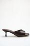 Heeled women's slippers - 5 cm thin heeled blunt toe women's slippers coffee yanki - 6
