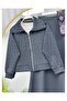 Stone Zippered Jacket Skirt Puff Scuba Double Set - 2