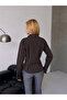 Women's Corset Detailed Gold Buttoned Brown Shirt - 7