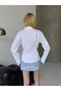 Women's Corset Detailed White Shirt with Gold Buttons - 4