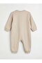 Beige Baby Boy Printed Long Sleeve Jumpsuit - 3
