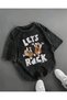 Washable Lets Rock Printed Unisex Oversize Vintage T-Shirt