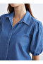 Esvab • Modern & Distinctive Women's Jean Shirt with Balloon Sleeves - 3