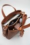Women's Tan Large Size Crossbody Hand and Shoulder Bag with Internal Pocket and Double Handle Scarf Detail - 4