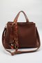 Women's Tan Large Size Crossbody Hand and Shoulder Bag with Internal Pocket and Double Handle Scarf Detail - 6