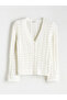 Esvab • Modern & Distinctive V Plaid Openwork Knitted Cardigan for Girls