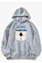 Knitted-Like Nhihilist Penguen Printed Hooded Gray Sweatshirt