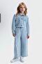 Limi̇ Girl's Soft Textured Tassel Detailed Denim Jacket and Pants 2-Piece Set - 3