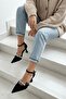 Jeremy Black Suede Pointed Toe Heeled Shoes with Stone Bow (8 cm Heel)