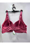 Women's C Cup Underwire-Free Gathering Bra with Pomegranate Flower Design - 2