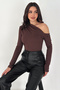 Women's Asymmetrical One-Shoulder Blouse – White Angle - 5