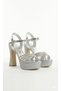 Women's Stylish Stone Embellished 11 cm Platform Heeled Evening Dress Shoes and Bag Set - 5