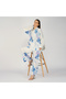 White and Blue Tropical Leaf Print, Embroidered Coord Set - 5