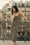 Women's Dress Leopard Pattern Stylish Wrinkled Lycra Fabric Evening Dress - 4