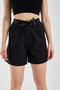 Women's High-Waisted Pleated Shorts with Trim Belt - 3