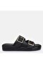 Large Size Women's Genuine Leather Slippers 41-42-43-44-45 Black Leather - 7
