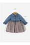 Babydola Denim Fabric Leopard Detailed Baby Girl Dress - 2