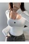Women's Star Printed Long Sleeve Low-Cut Collar Combed Cotton Bodysuit