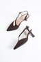 Lotas Cross Strap Open Back Women's Heeled Shoes Brown Satin