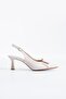 Lapes Bowknot Open Back Women's Heeled Shoes Beige Satin - 2