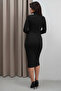 Women's Black Turtleneck Sleeveless Sandy Fabric Mini Dress - 3