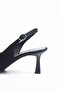 Lapes Bowknot Open Back Women's Heeled Shoes Black Satin - 4