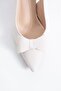 Lapes Bowknot Open Back Women's Heeled Shoes Beige Satin - 3