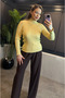 Yellow High-Collar Knitwear with Sleeve Detail - 3