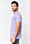 Men Crew Neck Short Sleeve Embroidered Logo T-Shirt, Lilac - 3