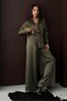 High Waist Wide Leg Satin Trousers – Stylish and Comfortable Design - Khaki |   F2052 - Khaki