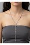 Silver Color Stainless Steel Y Necklace with Multi-Colored Crystal Stones - 2