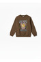 Figure Printed Brown 3-Yarn Comfortable Warm Sweatshirt for Girls/Boys - 2