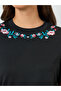 Women Black Embroidered T-Shirt - 4