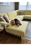 Sofa Cover 180X210 cm |   Stylish Design with Non-Slip Texture and Tassels, 100% Cotton - 5