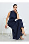 Women Navy Blue Sleeveless A-Line Maxi Dress