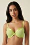 Neon Yellow Young Girls Satin Detailed Padded Underwire Bra - Removable Strap Supported Daily Bra - 3