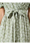 Women Green Leaf Print Wrap Maxi Dress - 4