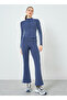 Women Blue Contrast Side Stripe Jacket and Leggings Set - 2