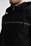 Black Men's Winter Tracksuit Set, Three-Thread Hooded Regular Fit - 3