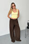 Women's Adjustable Waist Wide Leg Pants Brown - 26Y 26713 - 4