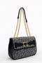 Silver Polo Crossbody Women's Bag Monogram Patterned Grey-Black 1087 - 2