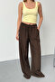Women's Adjustable Waist Wide Leg Pants Brown - 26Y 26713 - 2