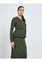 Women Olive Golden Buttons Sheath Midi Dress - 2
