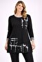 Women's Plus Size Black, Stone Embellished, Ribbed Detail at Collar and Sleeves Tunic 65N39377 - 3